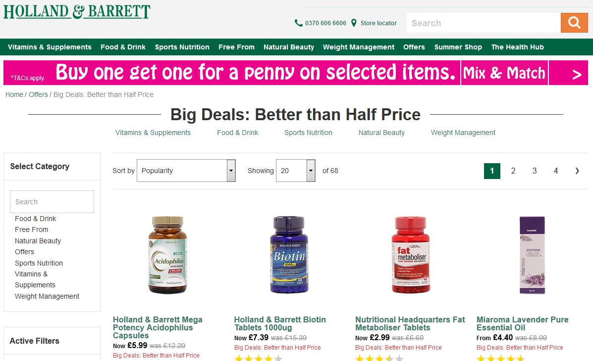 Be sure to check the Holland and Barrett sale section for some great promotional deals